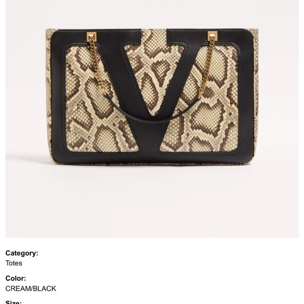 Valentino Garavani Snakeskin Cream and Black Tote